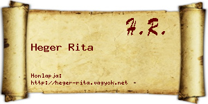 Heger Rita névjegykártya